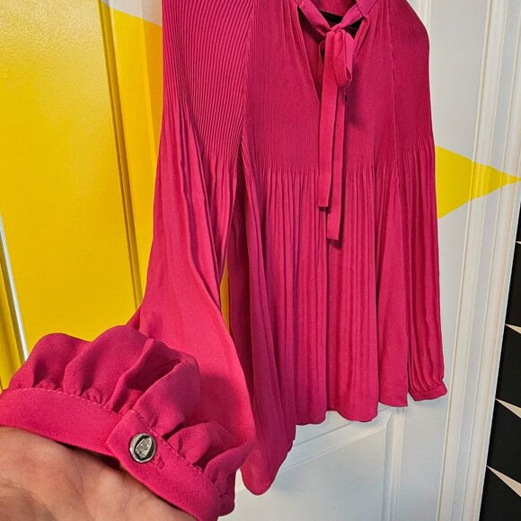 Stunning Pink Pleated Boho Blousy Top - Picture 3 of 8